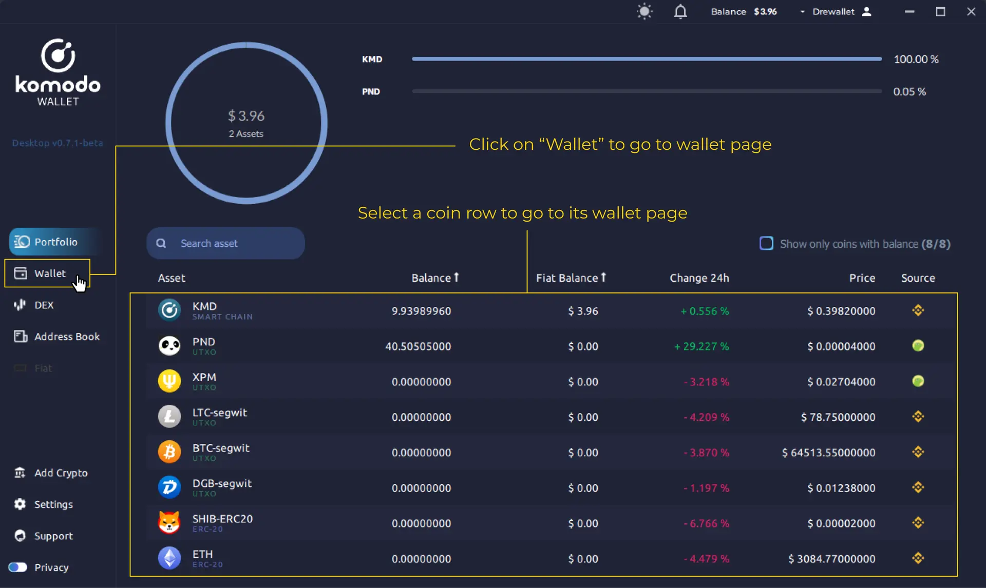 Viewing Your Wallet Address in Komodo Wallet Desktop